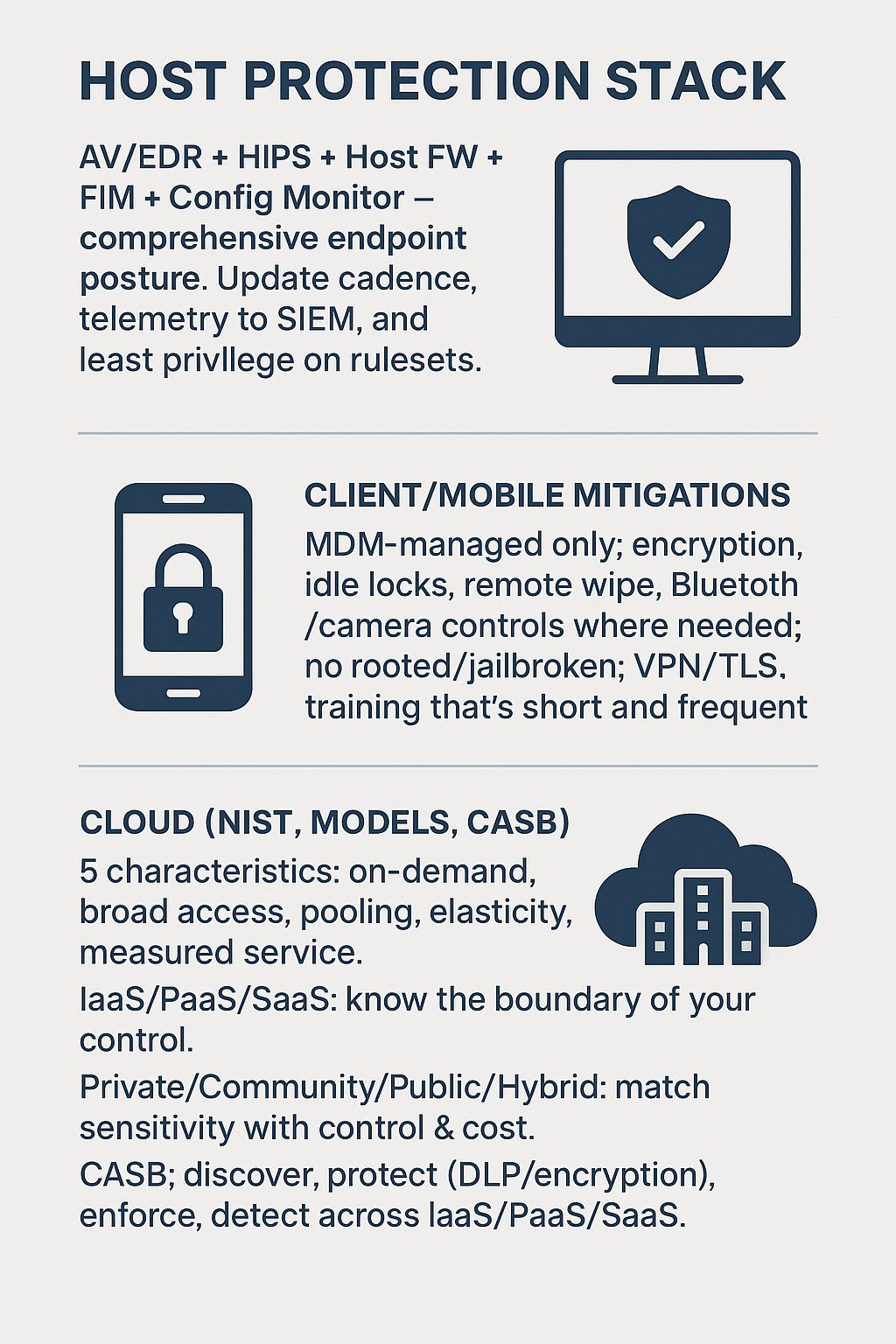 Host protection stack and client/mobile mitigations